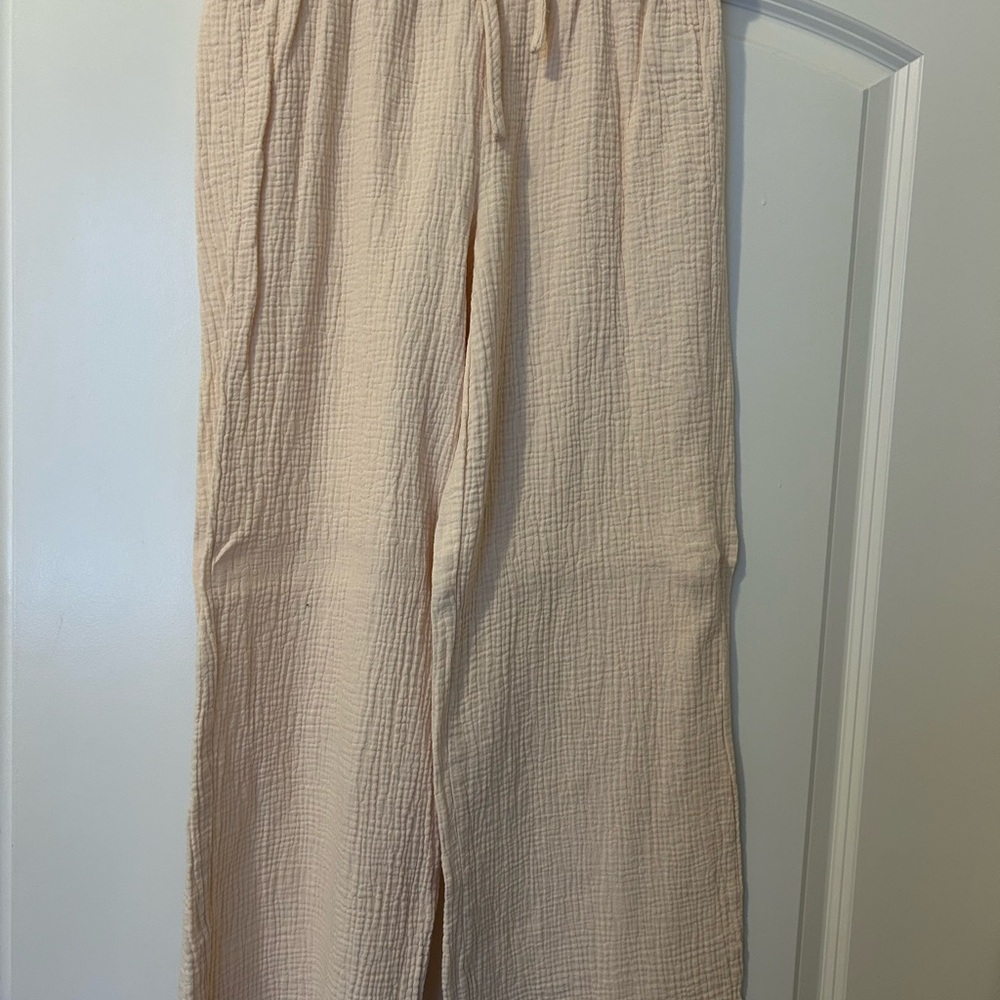 Link pink gauze Wide-Leg Pants